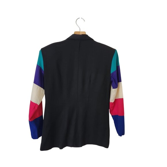 Vintage 80s 90s Last Exit Color-block Blazer Jacket Maximalism Office Party - Picture 2 of 9